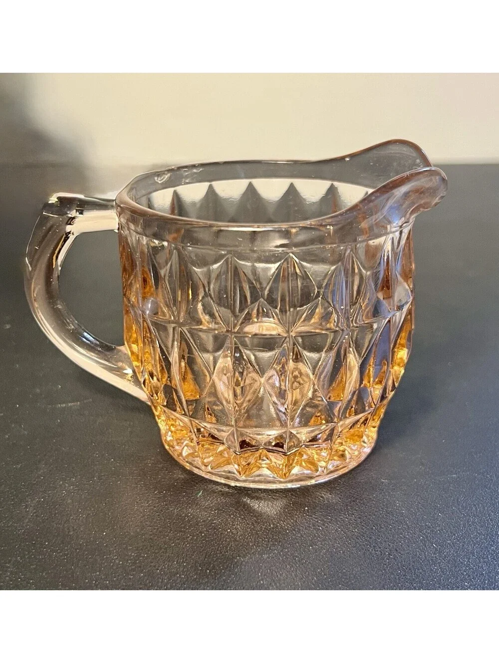 Jeannette Glass 1940s Cream Sugar Set Windsor Diamond Pink Depression Glass